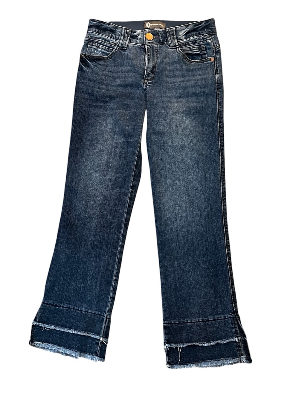 Democracy Dark Blue Women's Straight-Leg Jeans with Frayed Hem Size 4